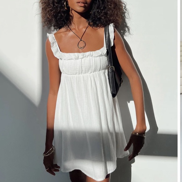 open lace back dress Bethanne Babydoll Mini Dress White